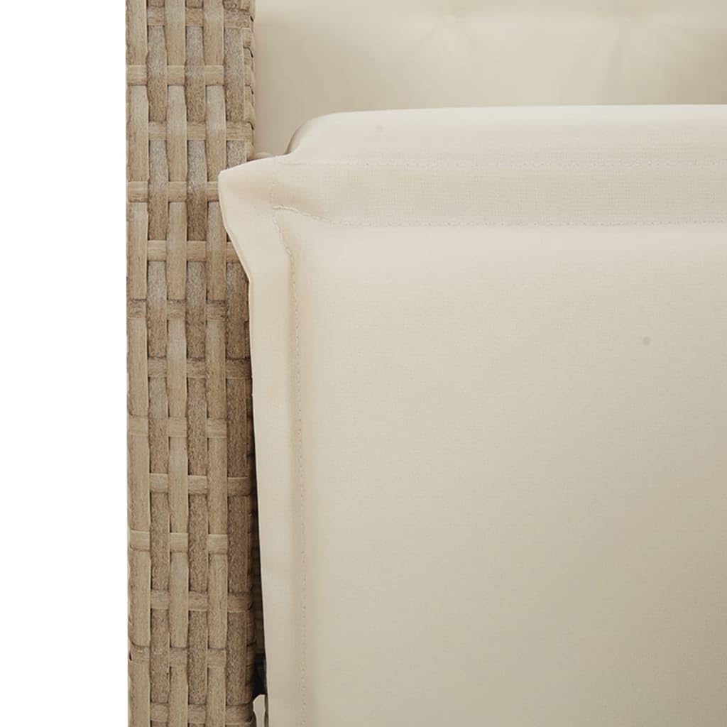 Poltrona reclinabile da giardino con poggiapiedi rattan PE beige Sedie esterne resistenti alle intemperie, poltrone per terrazze beige con poggiapiedi
