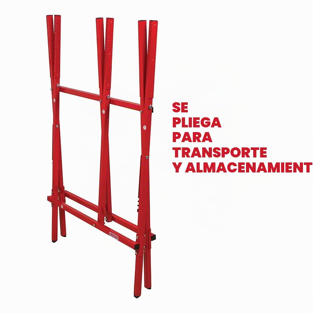 Oregon 584145 Caballete de Acero para Cortar Madera, Plegable y Ajustable, Capacidad para Troncos de 27 cm
