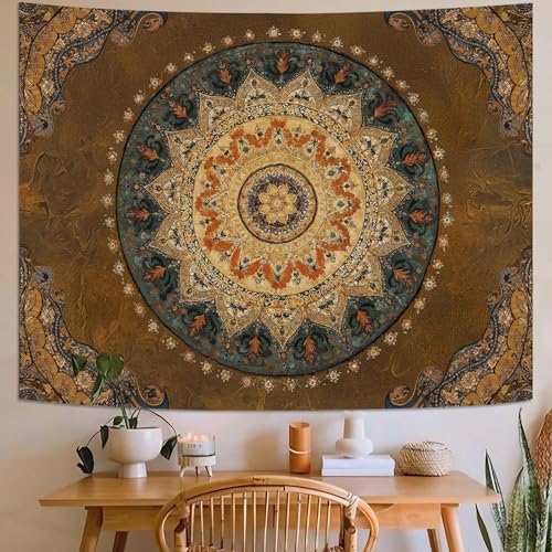 Accnicc Boho Mandala Tapestry Wall Hanging Hippie Bohemian Floral Medallion Indian Tapestry Aesthetic Small Vintage Brown Yellow Meditation Tapestries for Bedroom Living Room Dorm Decor 48 x 36 Inch Accnicc Boho Mandala Tapestry Wall Hanging Hippie Bohemian Floral Medallion Indian Tapestry Aesthetic Small Vintage Brown Yellow Meditation Tapestries for Bedroom Living Room Dorm Decor 48 x 36 Inch