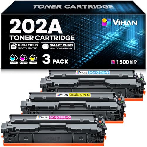 Image of 202A Toner Cartridges 3 Pack High Yield Replacement for HP 202A Cyan Yellow Magenta Toner Cartridges Compatible with Color Pro MFP M281fdw M281cdw M281fdn M254dw M254dn Printer Ink, CF500AM