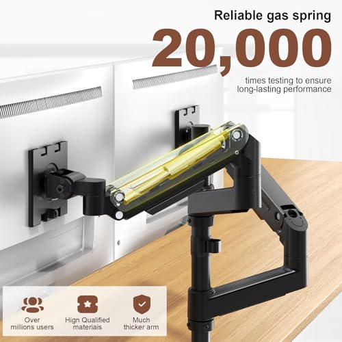 Image of Dual Monitor-Arm Heavy-Duty for 27-49-inch Screens - Premium Vertical Stacked Dual Monitor Arm Desk Mount for Ultrawide Screens up to 44lbs, Full Motion, VESA 75 /100 mm, Black