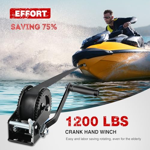 image for Nilight Boat Trailer Winch 1200 Lbs Hand Crank Winch Heavy Duty Boat W