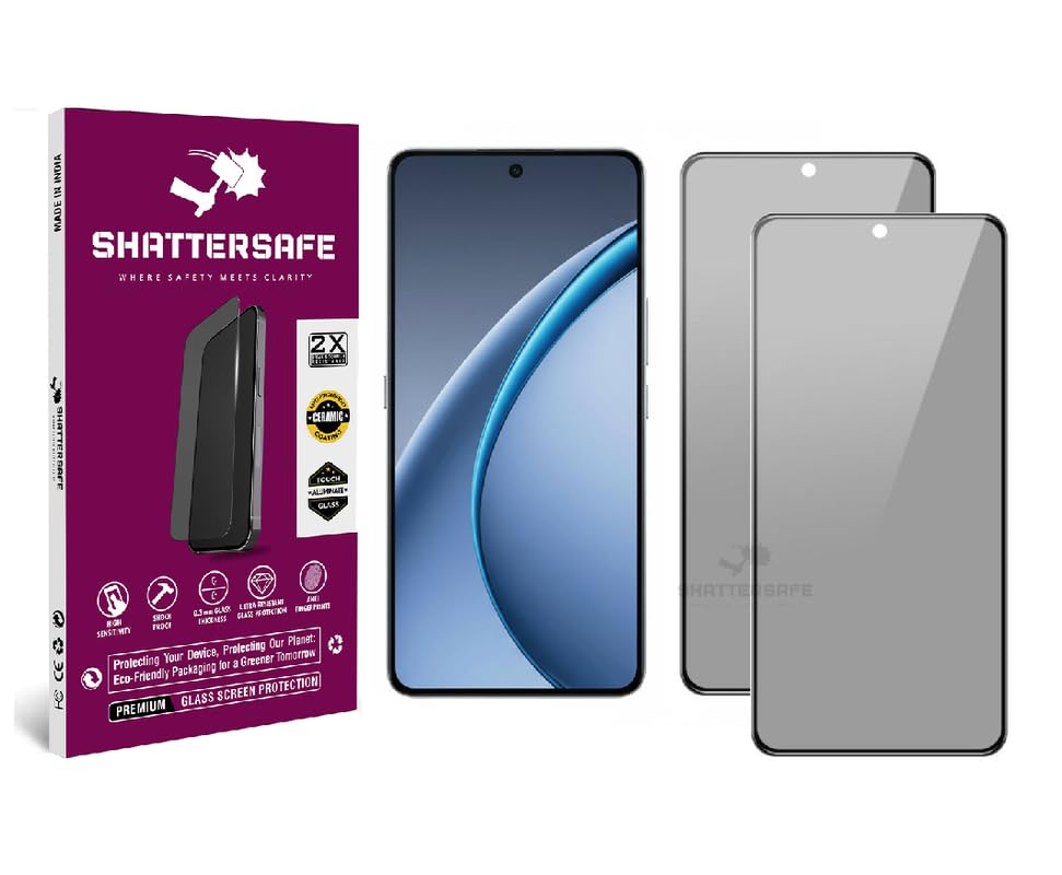 Image of Anti-Spy Privacy Tempered Glass Compatible For Oppo K13 Turbo 5G / K13 Turbo Pro 5G [Pack of 2]. Anti-Scratch, Edge-to-Edge Protection With Easy Installation Kit & Case Friendly Fit.