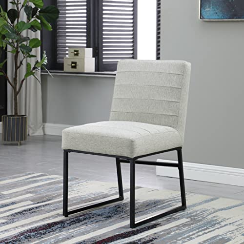 Image of HomePop Channeled Metal Dining Chair - Sustainable Gray Woven (Single Pack)