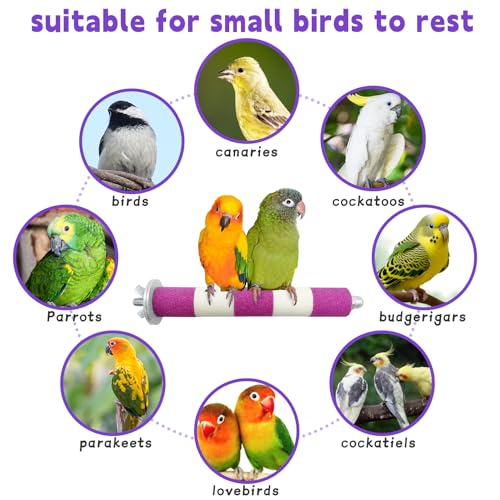 Image of PIVBY 3PCS Bird Perches for Cage, Parrot Perchs Stand Toys with Metal Shaft Colorful Sand Paw Grinding Stick for Parakeet Cockatiel Conure Budgies Lovebird (with 3 x Replacement cores)