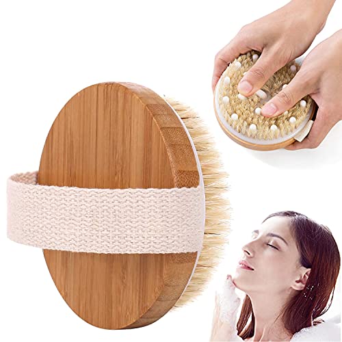 Shower Brush,Bath Exfoliating Massage Brush,Back Cleaning Scrubber,Wet and Dry Brushing Body Brush of Natural Material,Soft Bathe Brush for Glowing Skin Improve Blood Circulation