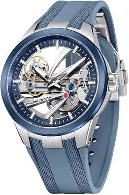 Pagani Design Men Mechanical Skeleton Automatic Watch | Automatic Winding, Sapphire Crystal, Fluoro Rubber Strap, Luxury Business, Casual, Water-Resistant, Luminous Mens Watch