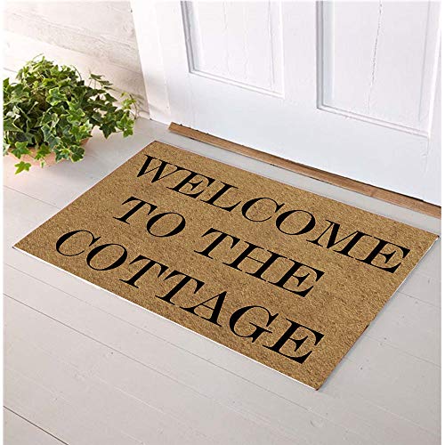 Artsbaba Welcome Mat Welcome To The Cottage Door Mat Rubber Non-Slip Entrance Rug Floor Mat Balcony Mat Funny Home Decor Indoor Doormat 23.6 X 15.7 Inches, 3/16" Thickness #TOP2