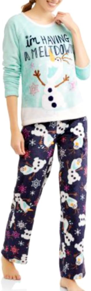 Disney Womens Frozen Olaf Plush Minky 2 Piece Pajama Set (XXL)