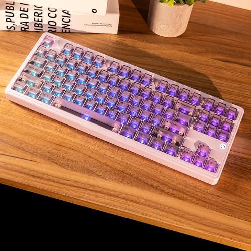 Image of PMOKEY Aurora 80 CNC Full Aluminum Wireless Mechanical Keyboard with VIA /QMK, 8000mah Battery, Tri-Mode Wireless Gaming Keyboard Custom Hot Swappable RGB Backlit for Windows /Mac /PC (Ultra Purple)