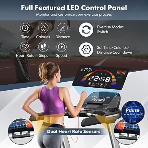 Image of GYMAX Folding Treadmill with 4.75HP, 15% Auto Incline, App Control & Bluetooth Speaker, Portable Self-Standing with Pules Sensor for Home Gym