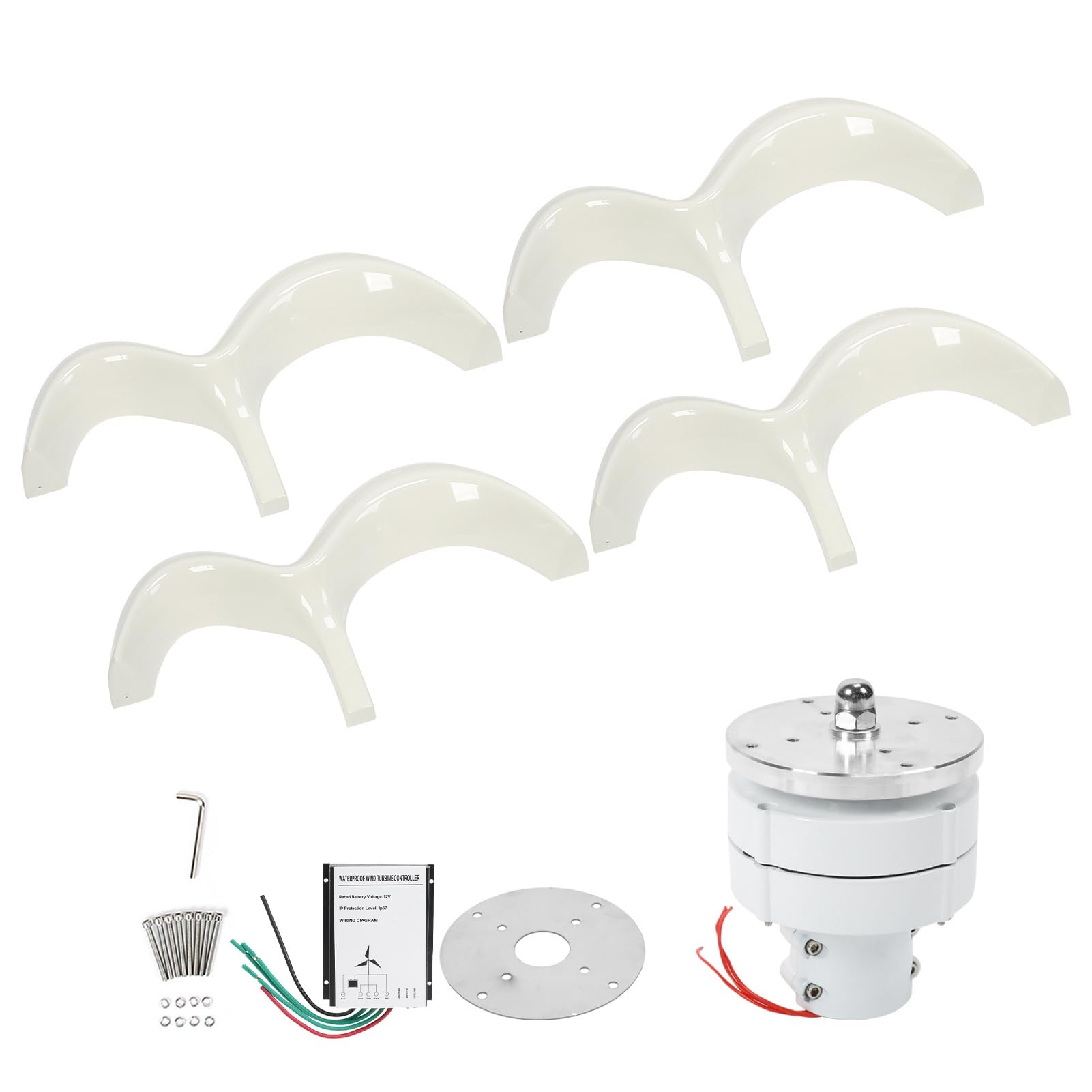 Garosa Generador de Energía de Turbina Eólica, 4 Palas, Nailon Duradero, 400 W, Ideal para Uso Doméstico y Marino (12V)