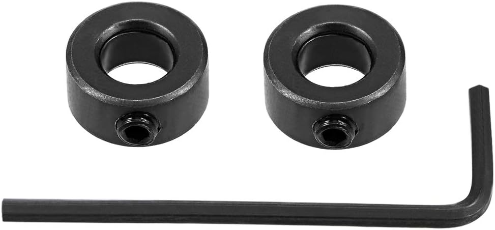 uxcell 8mm Bore Drill Stop, Drill Bit Depth Holder, Set Screw Style, Black Oxide Carbon Steel, Pack of 2