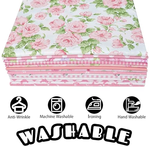 Nodsaw 14pcs Pink Cotton Quilting Fat Quarters Fabric Bundles 18x22 inch - for Quilting, Sewing, Patchwork, and DIY Crafts – Pink - Thumbnail 6
