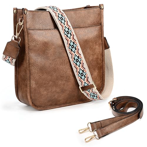 Uromee Crossbody Shoulder Bags for Women Trendy Vegan Leather Multi Pocket Shoulder Handbag Purse Adjustable Strap