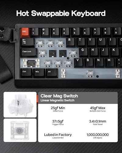 Image of EPOMAKER HE68 Lite Hall Effect Gaming Keyboard, 8k Polling & 128K Scan Rate, 0.005mm Adjustable Trigger, 0.125ms Latency, 5-Layer Sound-Dampened, Snap Key, SOCD, A-RGB, Wired, Mac Software (Black Red)