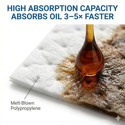 Image of FLASHDRY Marine Oil Spill Absorbent Pads,10-Count Oil Control Pads, 17.5 inch x 13.5 inch - Fuel, Diesel & Bilge Water Cleanup, Water-Repellent, Eco-Friendly, Tear-Resistant Hydrocarbon Absorption