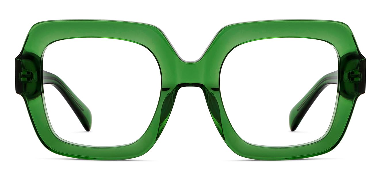 Lenskart Studio | KJO Collection | Green Full Rim Hexagonal Zero Power Bluecut & Antiglare Computer Eyeglasses For Eye Protection And Strain | Men & Women | Large | LK E17007