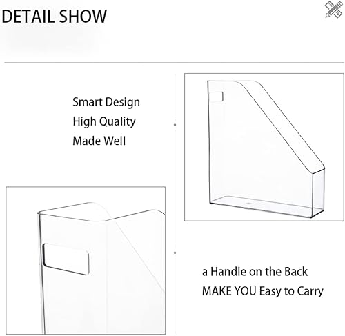 Miniatura 6 de ICCGBHGO Soporte para revistas, organizador vertical de plástico transparente para archivos, revistas, estante de almacenamiento para escritorio de
