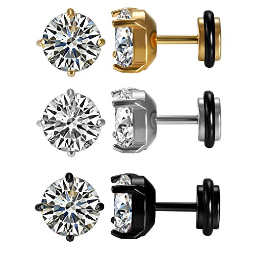 Aroncent Pendientes Hueso Oído de Acero Quirúrgico Inoxidable Antialérgico con Circonita Brillante...