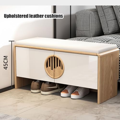 Banc de rangement à chaussures moderne 90cm en cuir pour entrée
