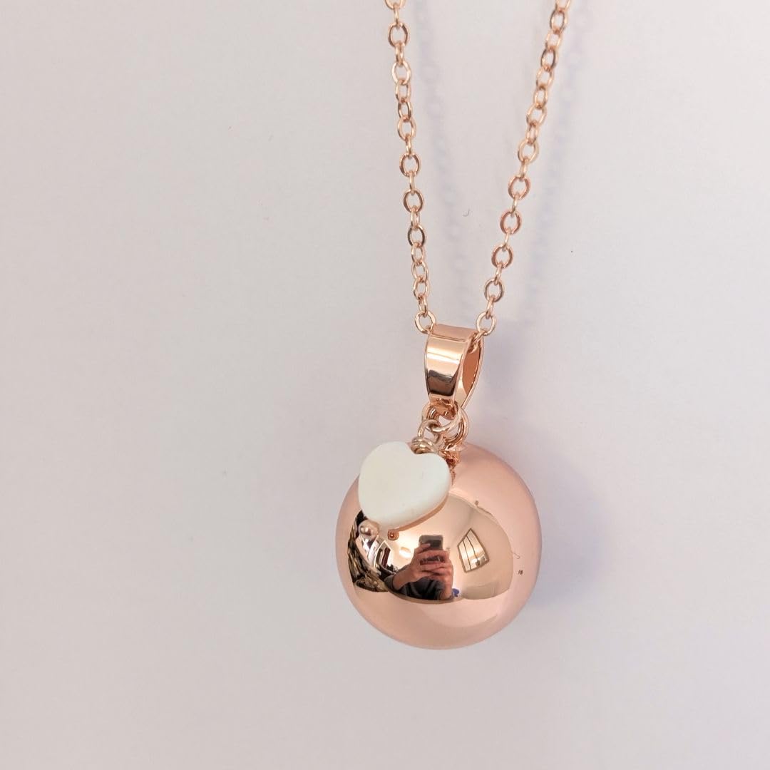 Bola de grossesse avec coeur blanc - Bola grossesse or, or rose et argent - Collier de grossesse bola avec bruit carillon sonore - Bola grossesse coeur - Cadeau future maman original