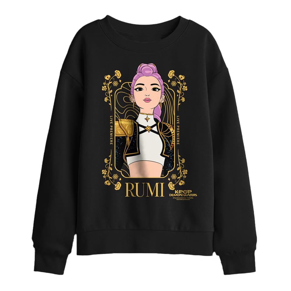 Kpop Demon Hunters Rumi Golden Frame Kids Sweatshirt, Black, 9-11Y