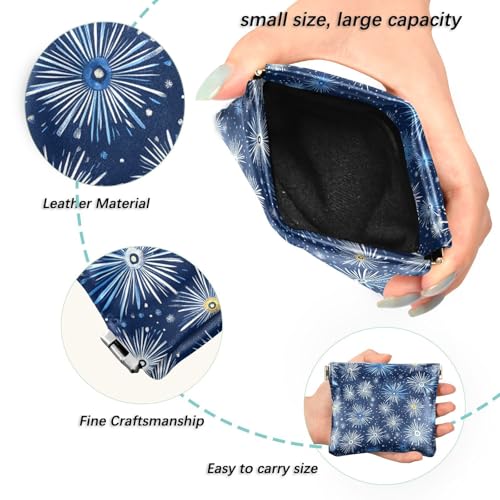 Coin Purse for Women Blue Fireworks Coin Pouch Change Holder PU Leather Mini Wallet Portable Coin Bag Money Pocket2