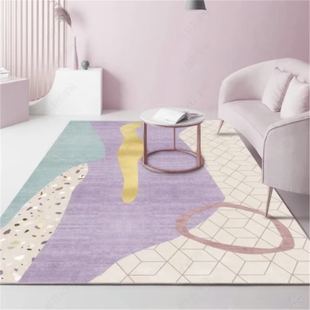 Alfombra de cocina geométrica púrpura 60x90cm moderna y lavable