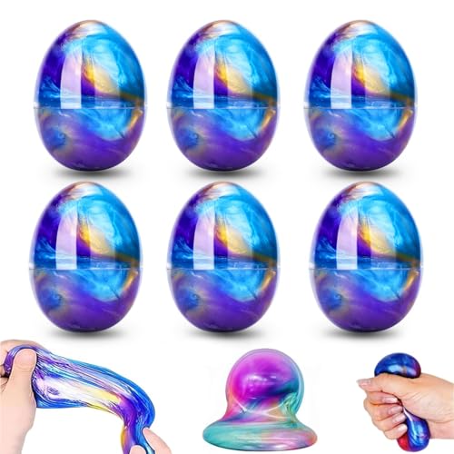 6 Stück Ostern Slime Egg Set, Galaxy Egg Slime Kit, nicht klebrig, Mess-Free und sicher für Mädchen - Ostern Spiele Geschenk Party Favors gefüllt Kindergeburtstag Party und Klassenzimmer Belohnung Set