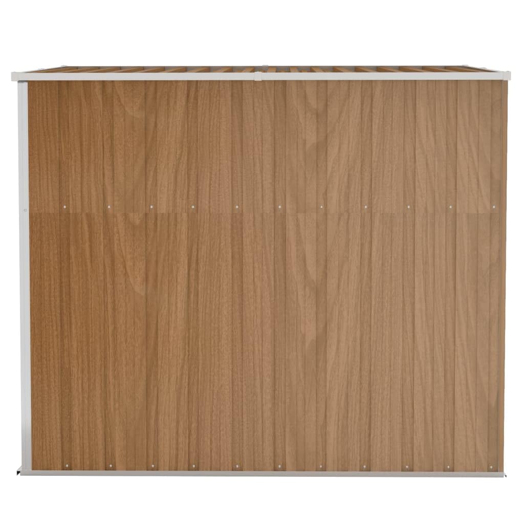 IKAYAA Cobertizo Exterior de Pared 118 x 194 x 178 cm Armario Cobertizo de Exterior para Herramientas, Caseta de Jardín Metálica con 2 Puertas para Almacenamiento de Herramientas Marrón