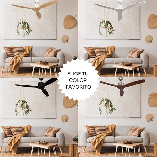 Mellerware - Ventilador de Techo con Mando a Distancia Brizy! | 30 W | 6 Velocidades | Ultra silencioso | Función Verano-Invierno | Temporizador | 3 Aspas | 132 de Diámetro | Motor DC | White