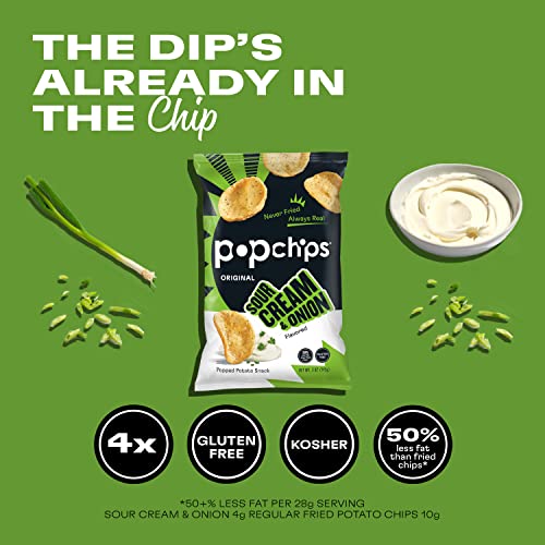 Popchips Potato Chips, Sour Cream & Onion, 4Ct 5.0Oz Share Bags, Low-Calorie And Gluten Free, Salty Snacks For Adults And Children, Kosher Snack, 120 Calories Per Serving #TOP1