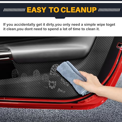 KUNGKIC for Ford Mustang 2024 2025 Car Door Anti Kick Pad Protective Stickers Interior Decals Accessories Self-Adhesive Side Edge Protection Mats Cover (PU, Carbon Fiber Pattern) by KUNGKIC - Image 4