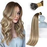 Sunny Hair 18 Inch Nano Ring Hair Extensions, Brown Ombre Light Brown Highlights...