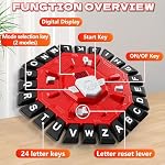 Resflycheng Word Game Family Board Game with Digital Display Timer and 2 Categories Modes Fun 24-Letter Fast-Paced Game for Learning Party Interactive (Red)