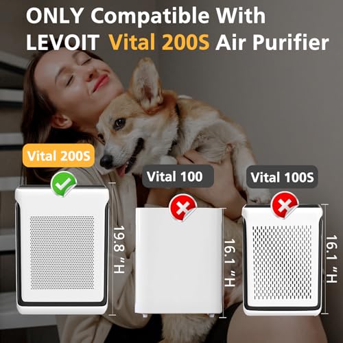 Vital 200S Pet Care Replacement Filter for LEVOIT Vital 200S and Vital 200S-P Air Purifier, HEPA and Activated Carbon Filter, Vital 200S-RF-PA, 2 Pack, Yellow