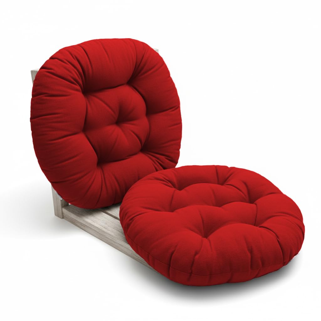 DADDY COOL Decorative Round Indoor Outdoor Sofa Chair Pad/Dining/Office/Plastic/Floor Back Seat Tufted Chair Cushion Handmade Quilting Set of 2 (20' Inch Round) Maroon-image-40