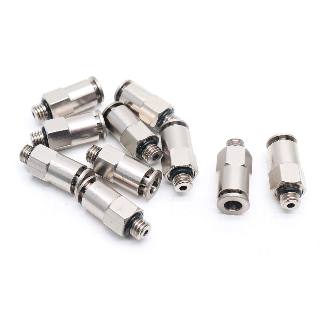 Sydien 4mm to M5 Male Thread Nickel-Plated Brass Pneumatic Push in Air Quick Connect Fitting Straight Male Connector 10 Pcs