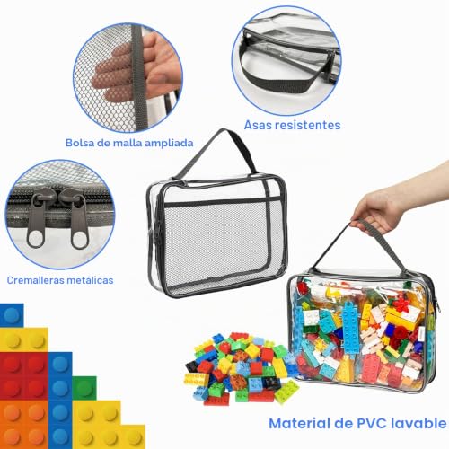 Miniatura 5 de Veronly Bolsas De Almacenamiento De Juguetes De Pvc Transparente, 4pcs Bolsas Para Guardar Con Cremallera, Impermeable, Almacena Juguetes De Playa, Rompecabezas Y Bloques De Construcción