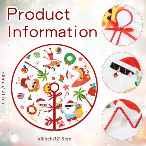 Summer Christmas Tree Skirt 48 Inch Summer Christmas Tree Decorations Christmas Party Supplies for Home Tabletop Trees Holiday Decoration