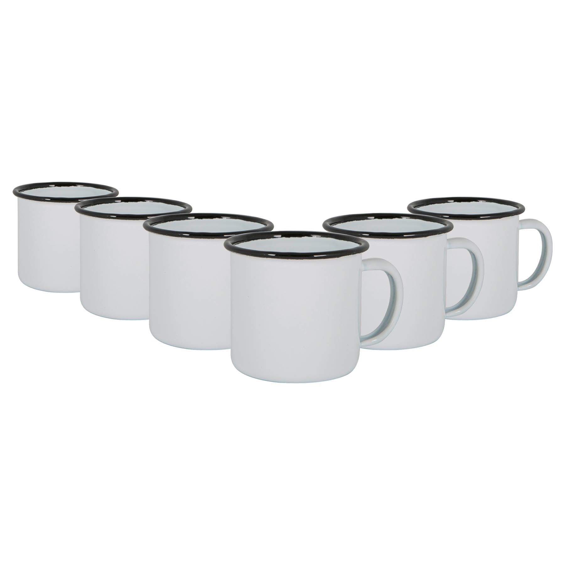 Argon Tableware Enamel Espresso Cups - 130ml - Black - Set of 6 Metal Drinking Mugs Teacup Coffee Mug Set Hot, Cold Drinks Cups for Home, Kitchen, Dining, Travel, Camping, Hiking & Outdoor Use