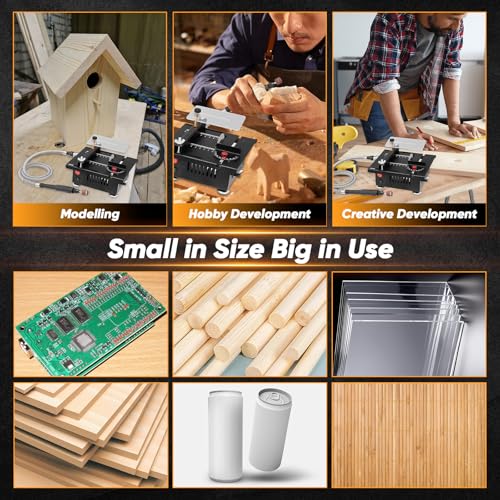 Saker Mini Multi-Functional Table Saw,Mini Table Saws for Crafts,Portable Mini Desktop Electric Saw for Wood Cutting,Speeds & Angle Adjustable with More Accessories for Plastic Acrylic Cutting thumbnail 8