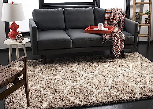Image of F & B RUGS ; SUPERIOR QUALITY PRODUCTS Firoz and Brothers Handwoven Super Soft Indoor Modern Shag Microfibre Silky Fluffy Smooth 3x10 feet Beige Ivory