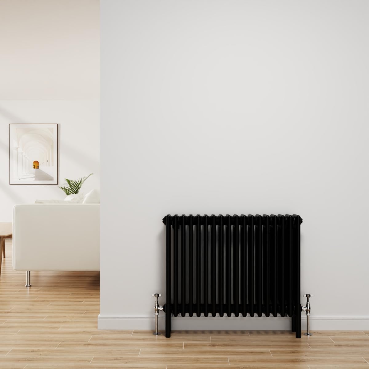 Nrg Black Traditional Radiator Cast Iron 4 Column Horizontal Central Heating Bathroom Radiators 600X830mm