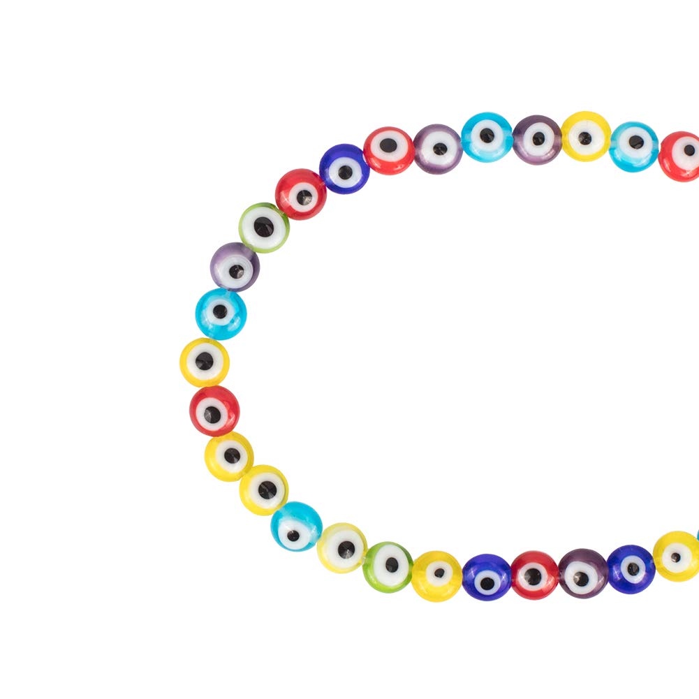 64 Stück Evil Eye Glasperlen Ca. 6 Mm – Handgefertigte Lampwork-Perlen Für Schmuck | Bunter Mix, 1 Mm Loch
