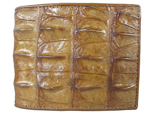 Genuine Crocodile Alligator Backbone Skin Leather Bifold Wallet ([B1] 6 Card Slots + 2 ID Windows + 2 Compartment for Bills, Tan Brown)2