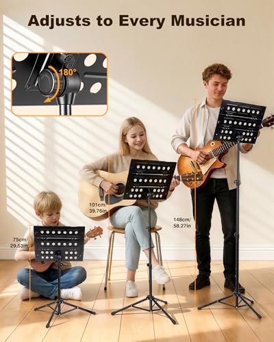 Image of New bee Music Stand, Tri-fold Panel Foldable Sheet Music Stand