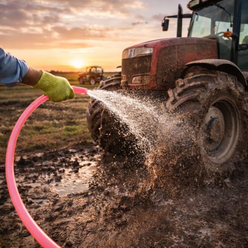 Image of LUVBATH 5 Meter Heavy Duty PVC Garden Hose Pipe 0.75 Inch | Flexible & Lightweight Water Pipe for Gardening, Car Washing, Floor & Balcony Cleaning | Durable Leak Resistant Water Hose (16.4 Feet, Pink)