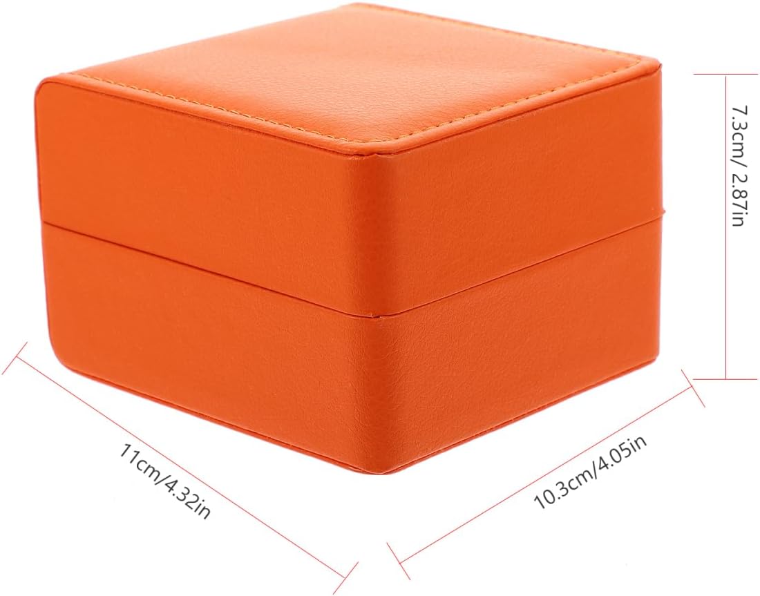 Garneck Pu Leather Watch Travel Case Single Watch Box Organizer with Soft Pillow for Wristwatch Storage and Display Portable for Men Women 4.33X4.05X2.87In